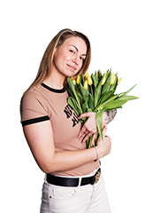 Medewerker ABflexkracht met bloemen
