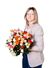Medewerker ABflexkracht met bloemen